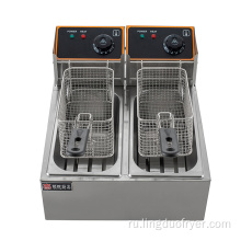 Коммерческое кухонное оборудование 4L Двойное цилиндровое электрическое фритюрник с корзинами